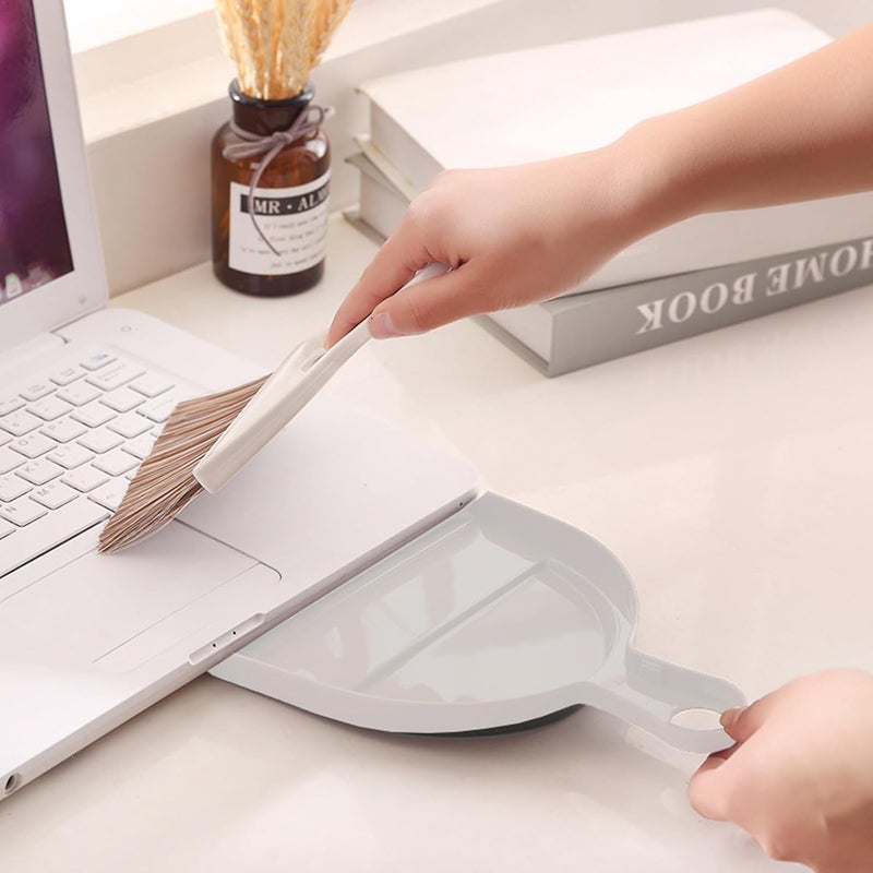BSMstone Mini Broom and Dustpan Set Hand Broom with Dustpan Portable Housekeeping Cleaning Tools for Desk,Counter,Sofa,Kitchen,Office,Nest (Off White) - Image 2